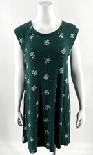 Ann Taylor LOFT Dress Size Small Green White Printed Cap Sleeve Stretch Womens