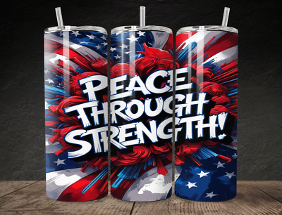 20oz STAINLESS STEEL PEACE THROUGH STRENGTH SKINNY TUMBLER| CUSTOM TUMBLER| SUBL