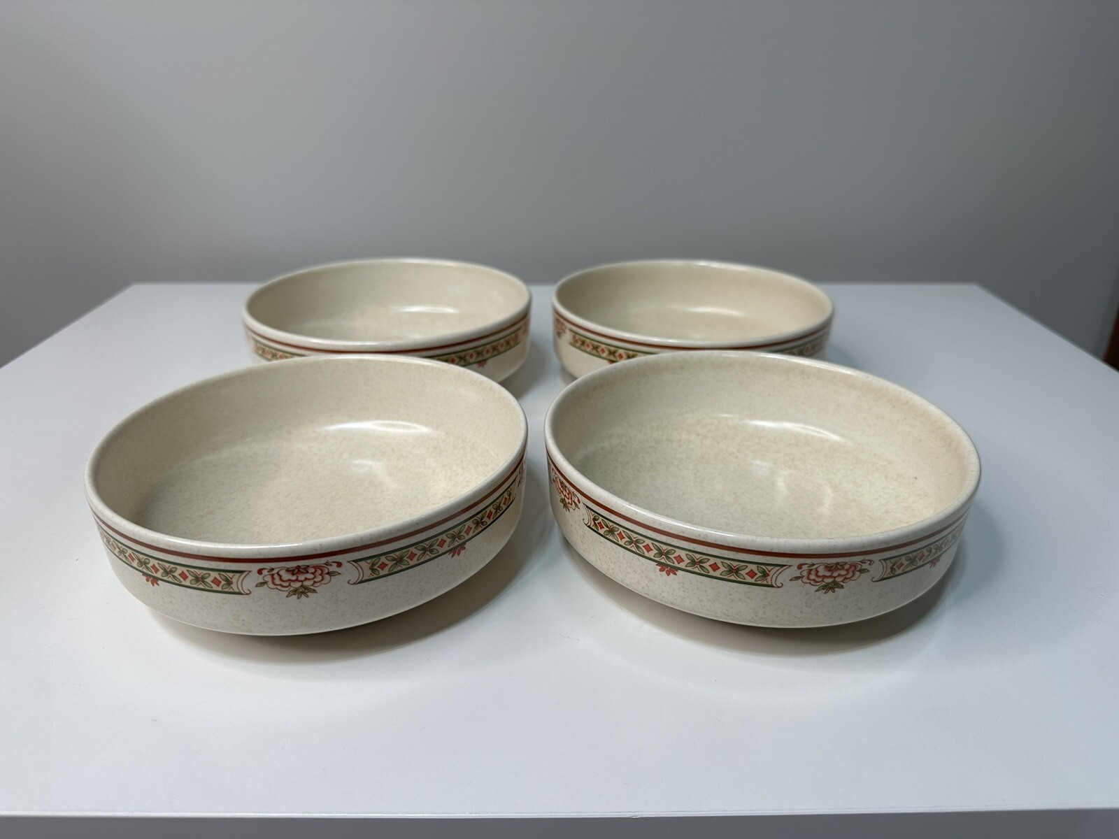 Lot of 4 x Lenox SUMMER BLOSSOMS Temper-Ware Stoneware COUPE CEREAL / SOUP BOWLS