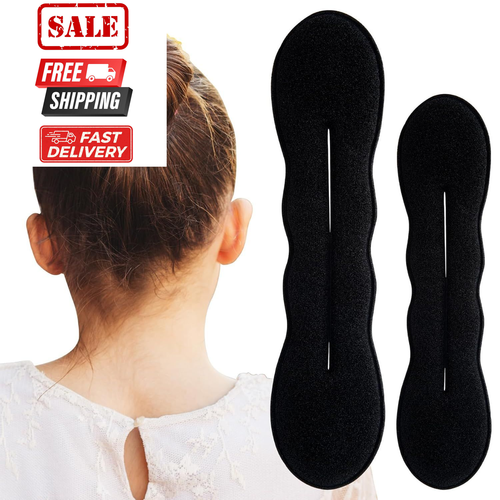 2pcs Hair Bun Maker for Women, Non-Slip Shaper Curler, Lazy Black