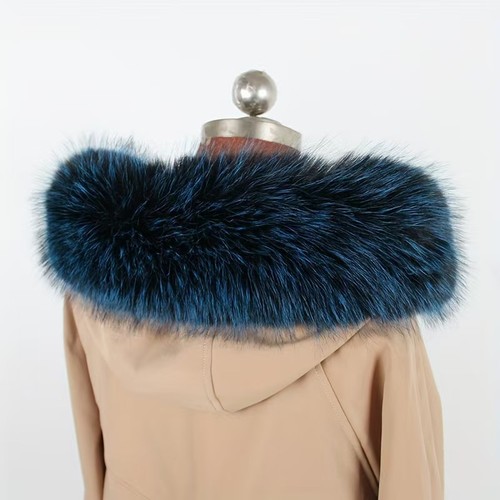 Tira de cuello de piel sintética suave 75 cm * 15 cm, ribete desmontable multicolor para chaqueta de abrigo - Imagen 23 de 60