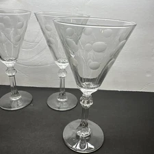 Libby Glass Co 3010-1 Pattern Grey Cut Dots -Water Goblets Set Of 3