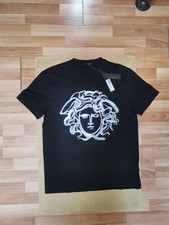 VERSACE BLACK PAINTED MEDUSA HEAD T SHIRT SIZE XL