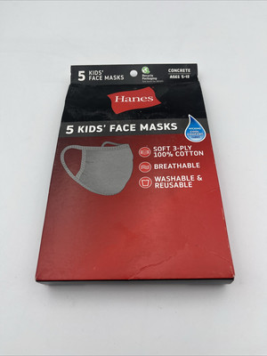 NEW Hanes Concrete Color Face Masks Kids Ages 5-12