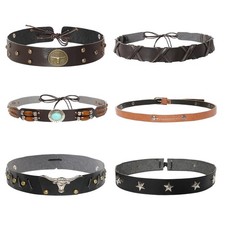 6Pcs Cowboy Hat Bands for Women Men Western Hat Band Cowboy Cowgirl Accessori...