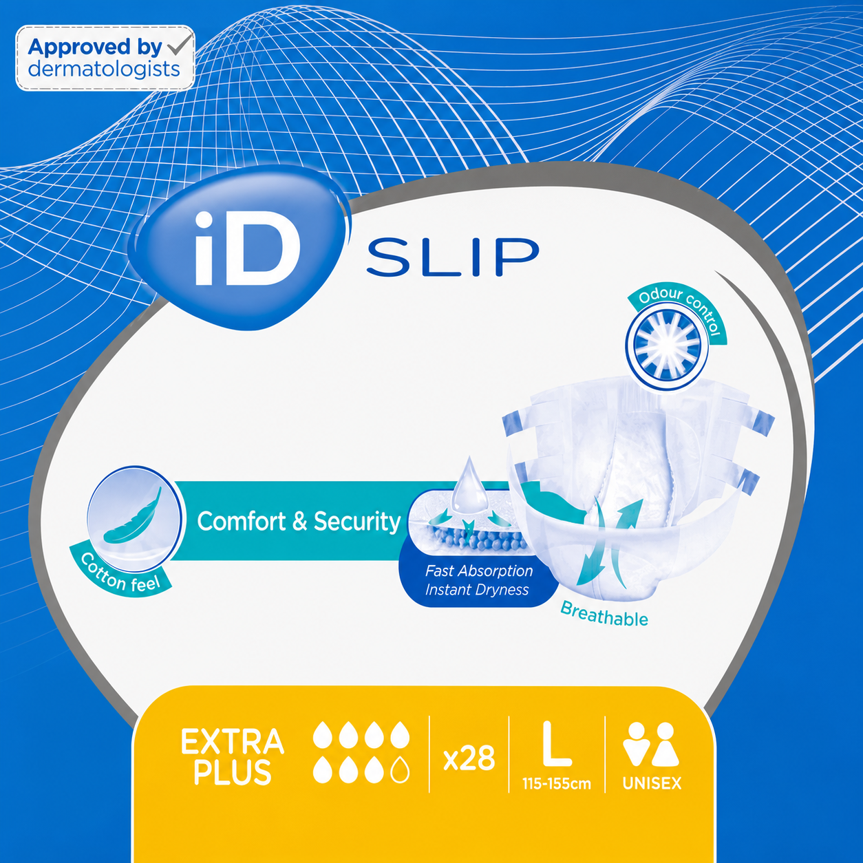 iD Slip Extra Plus - Large - 4 Packs of 28 Incontinence Slips Cotton Feel - Image 3