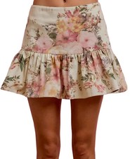 Women s Floral Print Fit Flare Mini Skirt Lightweight Casual Summer Skirt