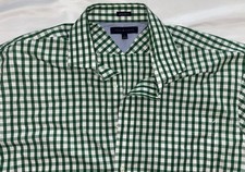 Tommy Hilfiger Men's Green Gingham Classic Fit Button Down Shirt 17 34/35 NEW