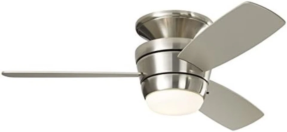 44-Inch Indoor Flush Mount Ceiling Fan in Nickel with Integrated Light & Remote - Image 2 of 2