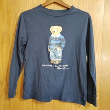 Polo Ralph Lauren Youth Sz Large 14/16 Bear Long Sleeve Shirt Blue T-Shirt