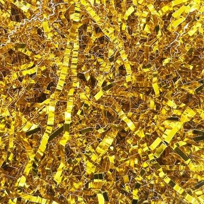 Gold Crinkle Cut Paper Shred Filler For Gift Basket Birthday Wedding 1 LB