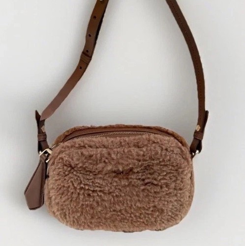 Max Mara Teddy fabric Shoulder Bag Carmel wool Purse 14-51-63613 mini Handbag