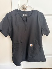 Women  s Carhartt Force Modern Fit Scrub Top, Black, Size Large