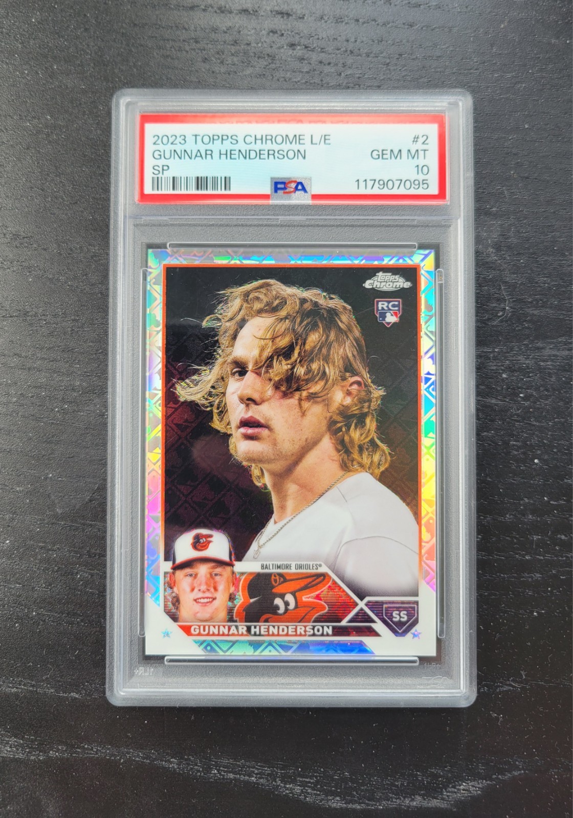 Gunnar Henderson Rookie SP - 2023 Topps Chrome Logofractor #2 SP - PSA 10 view 3