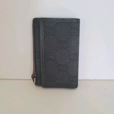 Gucci Sherry Holder Wallet Key Case Canvas Leather Small Unisex Black Trifold