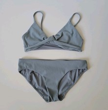 Lululemon Beach Boss Low Rise Skimpy Bikini Small Two Piece Blue Gray Beachy