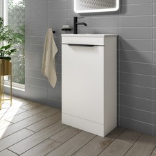 Cloakroom Vanity Unit White 455mm Freestanding Back to Wall Unit only Bathroom