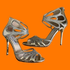 00's vintage gold glittery y2k stiletto heels pumps EU 38 1/2 jimmy choo *flaws*