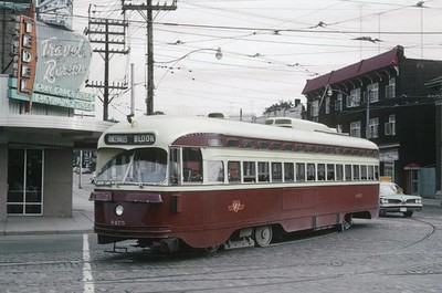 TTC 4400 (PCC) a RONCESVALLES BLOOR car at Queen, Toronto, ON 8.5 x 11 Photo