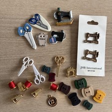 Selection of Sewing Themed Buttons Various Sizes