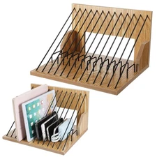 2 Pcs Wood Charging Station for Multiple Devices, Tablet Cell Phone Station O...