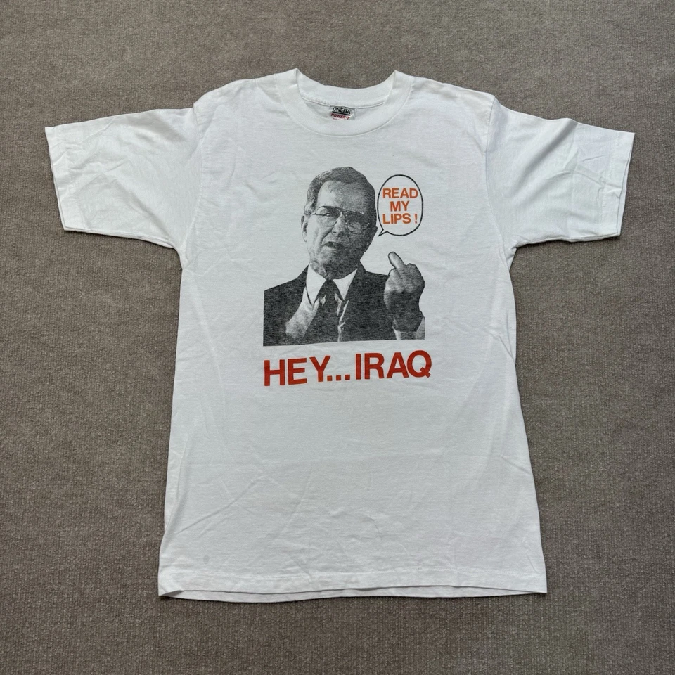 Camiseta De Colección George Bush Para Hombre L Años 90 Leer Mis Labios Política Humor Dedo Medio Foto 2 de 4