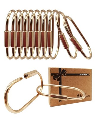Brass Gold Carabiner Clip for Keys - Loose Leaf Binder Rings, Screw Lock Keyc...
