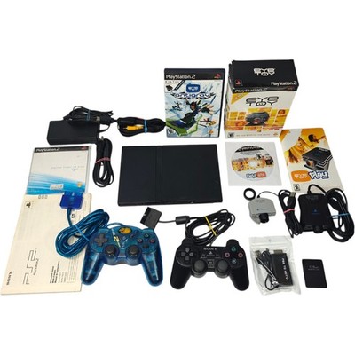 PlayStation 2 Slim Console PS2 Game System Bundle - 2 Controllers, 2 Games, Mem