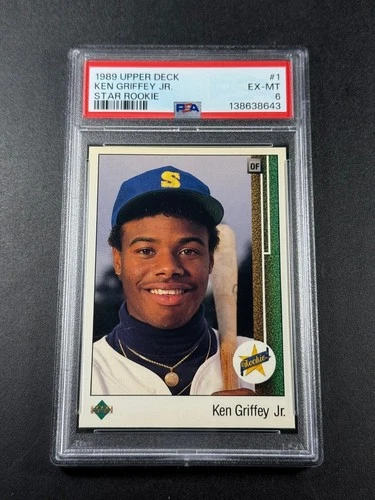KEN GRIFFEY JR 1989 UPPER DECK #1 STAR ROOKIE RC EX-MINT PSA 6 SEATTLE MARINERS