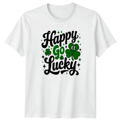 Happy Go Lucky T-Shirt Shamrock Irish St Patricks Day