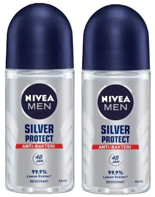 2 PK NIVEA Men Silver Protect Roll-On Deodorant 48H Odor Protection 50 ML Each