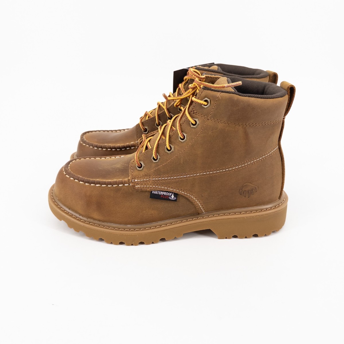 Wolverine 11M Leather Boots Nice Patina USA Size 11M Stock NO: W221049 Steel Toe Wolverine Floorhand Moc Toe 6 Steel Toe Boot - Tan – Steel Toes main image 2