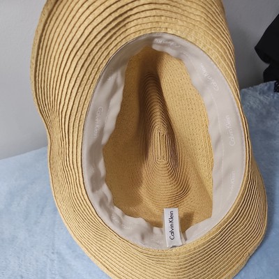 Calvin Klein Adjustable Straw Fedora Style Sun Beach Pool  display picture 1