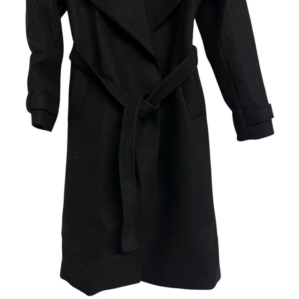 Nuevo Abrigo Lascana Largo Negro con Cinturón Minimalista Foto 3 de 4