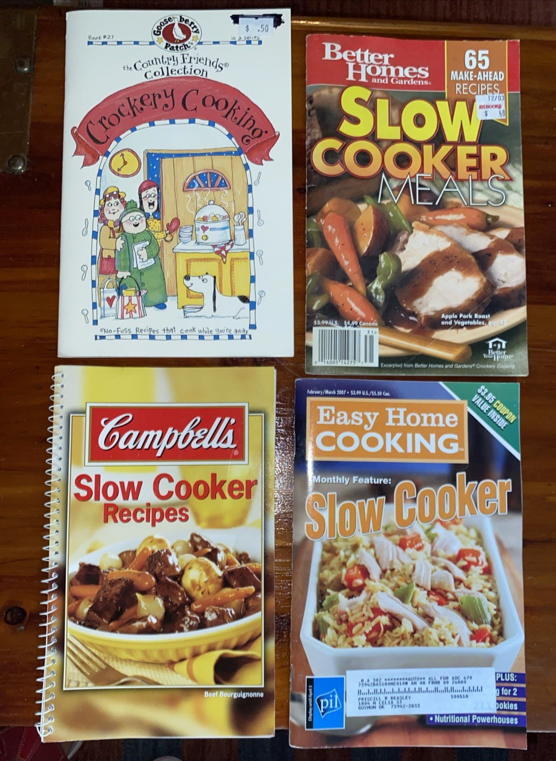 Lot of 4 Crockpot Slow Cooker Recipes, Cookbooks Gooseberry,