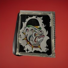 Vintage Tattoo Flash Sheet Art Skulls Diamonds Design Wall Decor 11x14 inch