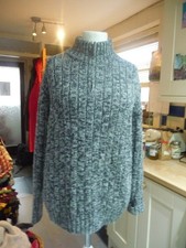 M&S North Coast niebieski szary mieszanka wełny ćwierć zamek błyskawiczny rozmiar L