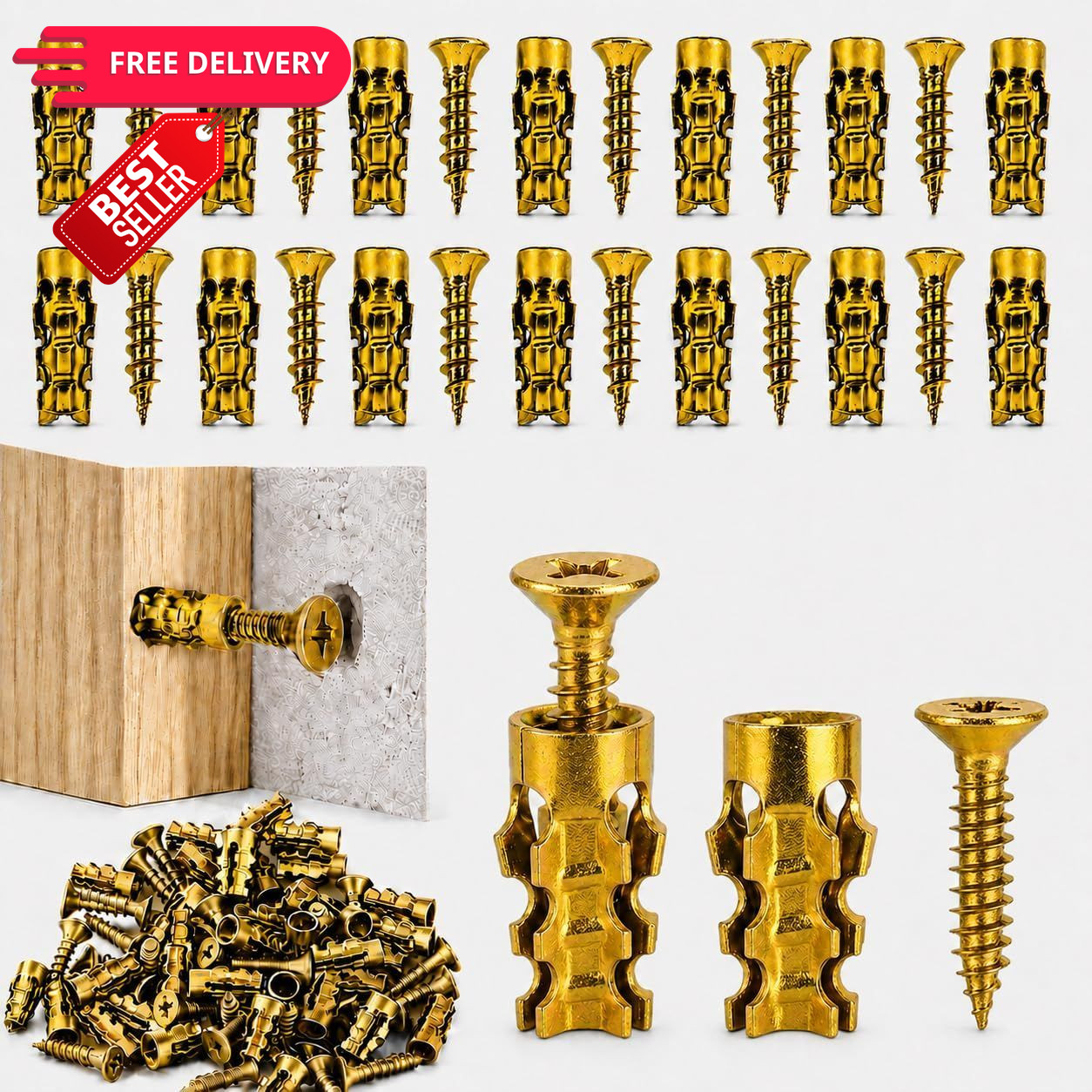 30PCS 6x14mm Short Expansion Anchors & Screws Kit, Cabinet Hinge M6*14, 30pcs