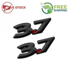 2PCS 3.7 V6 FENDER SIDE EMBLEM BADGE 3D DECAL STICKER FOR MUSTANG MATTE BLACK