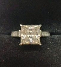 Vintage 925 SS Cz Engagement Ring With Cz Pav  Accents Cathedral Setting Sz 5