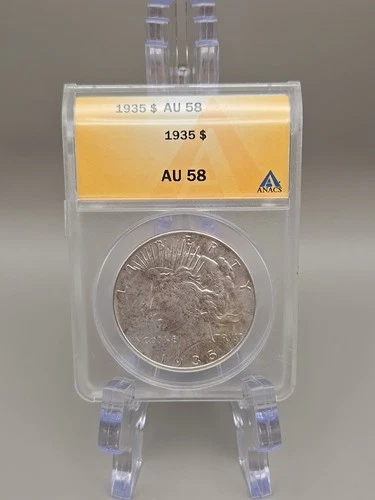 1935 $1 Peace Silver Dollar ANACS AU 58