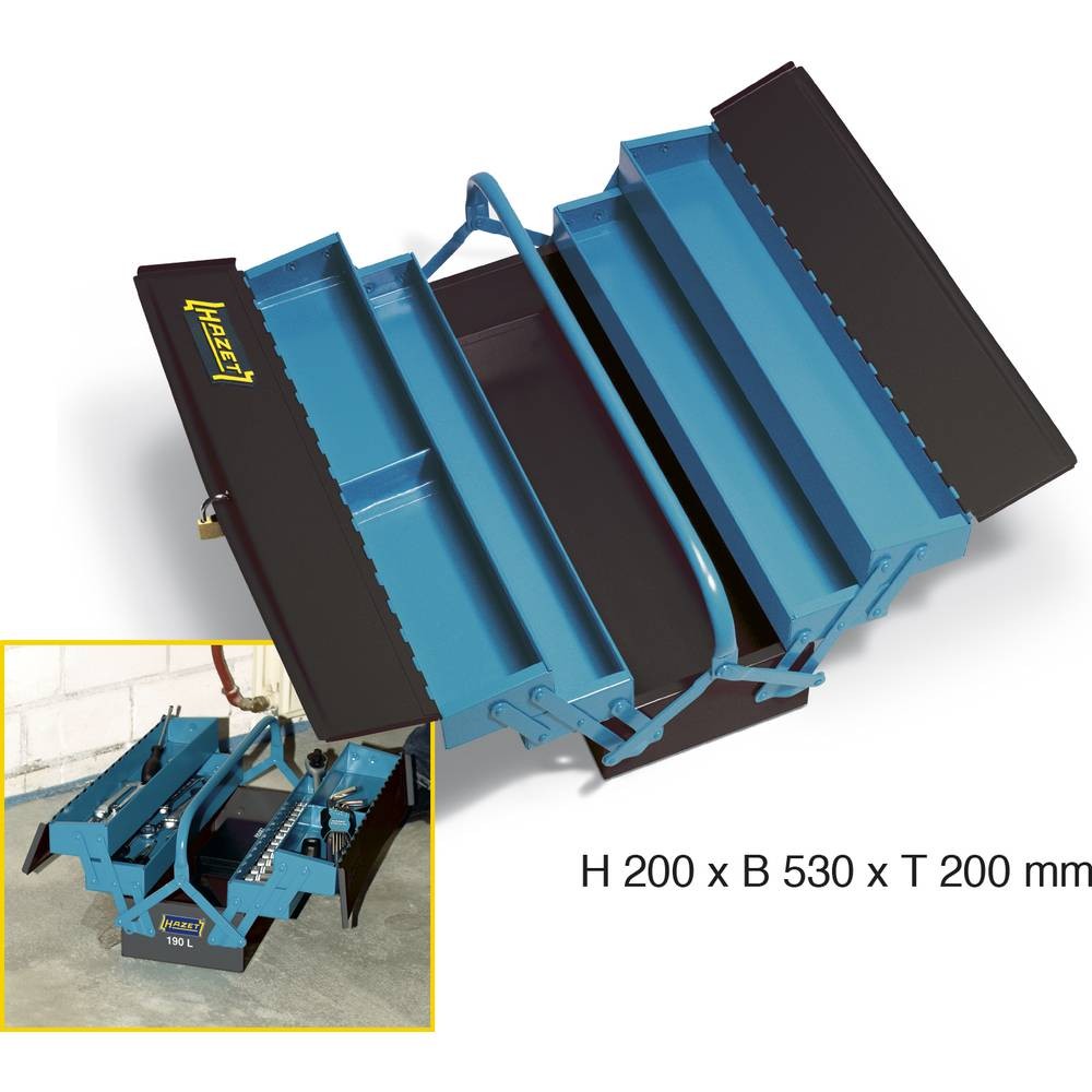 Hazet 190L boîte à outils vide en acier bleu et noir haut de gamme