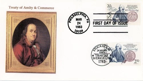1983 US Sweden Treaty of Amity Joint FDC # 2036 & Sweden # 1453