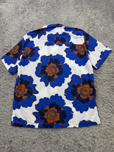 Gap Shirt Men Medium Floral Watercolor Linen Hawaiian Tropical Loop Collar Vtg - Picture 2 of 9