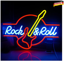 Gitarre Rock&Roll Neon Schild USB Powered Neon Sign Licht Buchstaben für Wand
