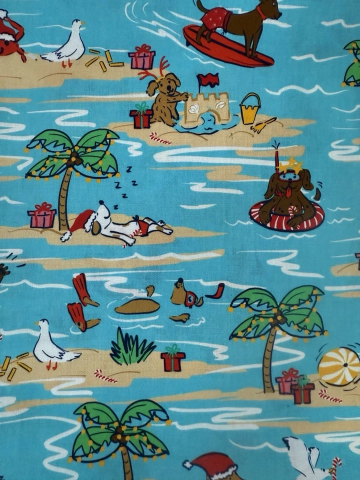Christmas  Pets Summer Beach Dog Fabric Remanent - image 3 of 3