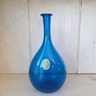 Vintage BLENKO Williamsburg Restoration Blue Glass 9.25" Bottle Handblown