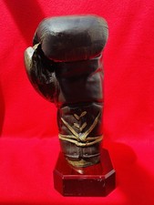 Ancien Trophée de Boxe Gant Ancien sur Socle Bois Vintage 32 cm 3,7 kg