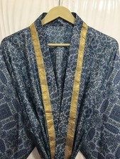 Pure Silk Gray-Blue kimono Long Robe Gown Girl's Woman Silk Kimono KMO5494