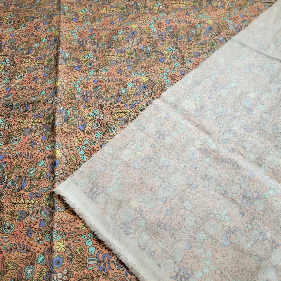 Joann Exclusive Bird Floral Flannel Fabric 44x32" Peach Nature Boho Print Soft - Image 3 of 4